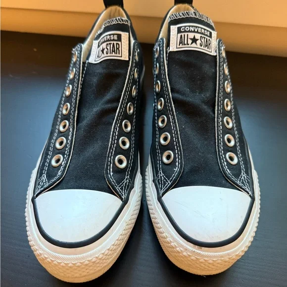 Converse Black Platform Slip-Ons -9 - Picture 1 of 6